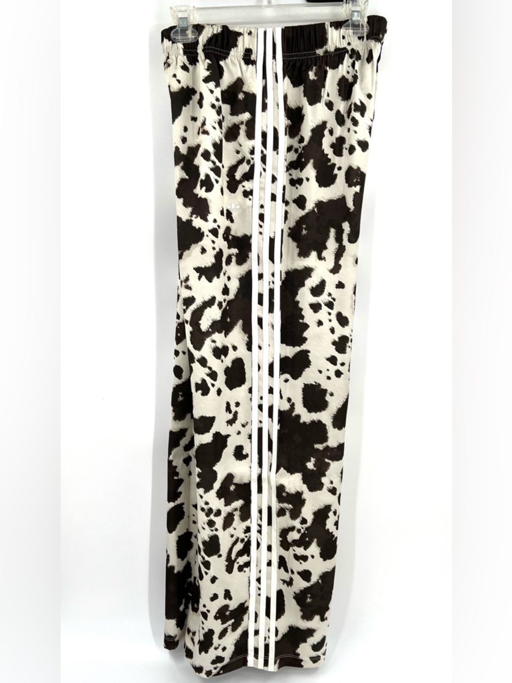 Adidas Womens Adidas Originals Wide Leg Satin Pants in a Cow Print